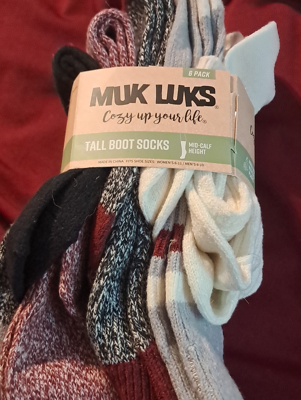 Muk Luks Women's Tall Boot Socks - Black, Cream, Maroon, Heather Gray